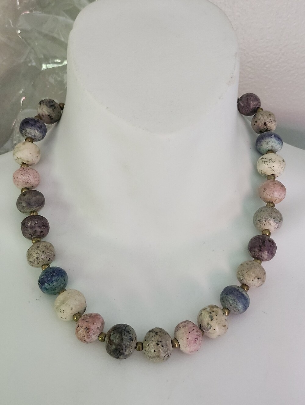 Vtg Pastel Multicolor Beaded Necklace - 19 Inches